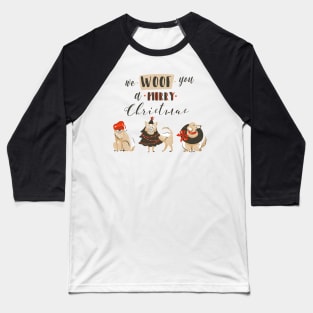 We Woof You A Merry Christmas Dogs Baseball T-Shirt
